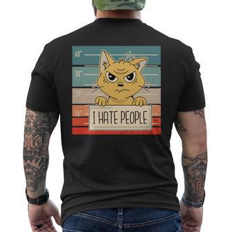 猫の刑務所 刑務所の囚人 悪いキティのマグショット 私は人間が嫌いです 長袖tシャツ メンズTシャツ バックプリント - Kawaiitshirt