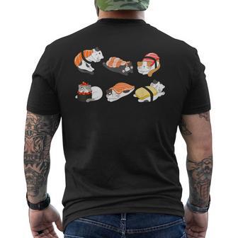 猫好き 寿司好き おもしろい 和食 猫寿司 メンズTシャツ バックプリント - Kawaiitshirt