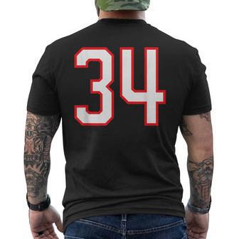 番号 34 スポーツ ホワイト レッド 代表番号 メンズTシャツ バックプリント - Kawaiitshirt