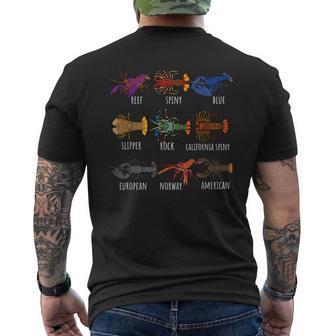 異なるタイプのロブスター種チャート海洋生物学 メンズTシャツ バックプリント - Kawaiitshirt
