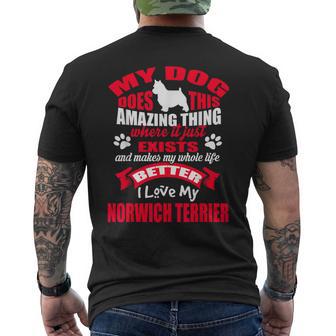 私は私のノリッジ テリア犬の面白い子犬の恋人を愛してください。 メンズTシャツ バックプリント - Kawaiitshirt