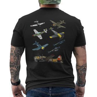 第二次世界大戦 戦闘機 P51 マスタング スピットファイア メッサーシュミット B-17 メンズTシャツ バックプリント - Kawaiitshirt