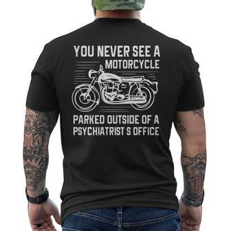 精神科医の外にバイクが停まっているのを見たことはありません 長袖tシャツ メンズTシャツ バックプリント - Kawaiitshirt