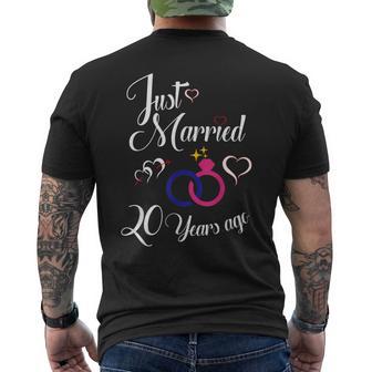 結婚記念日 20周年 メンズTシャツ バックプリント - Kawaiitshirt
