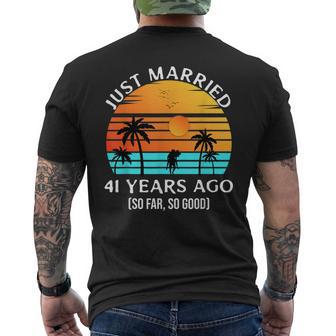 結婚記念日 結婚41年前 こんなに良い メンズTシャツ バックプリント - Kawaiitshirt