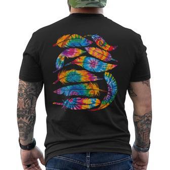 絞り染め カラーフェザー アメリカ インディアン プライド ネイティブアメリカン メンズTシャツ バックプリント - Kawaiitshirt