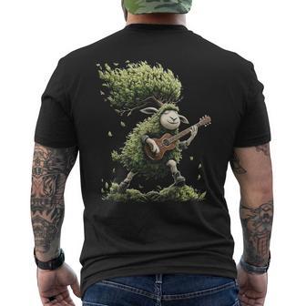 羊の木 ミュージシャン ギター グラフィック 動物 モチーフ 羊 メンズTシャツ バックプリント - Kawaiitshirt