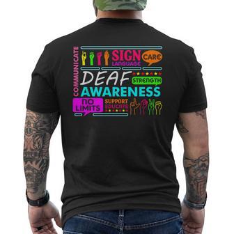 聴覚障害者啓発サイン 難聴 難聴 戦士 メンズTシャツ バックプリント - Kawaiitshirt