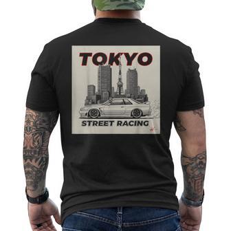 自動車愛好家のための東京ストリートレーシングカーデザイン メンズTシャツ バックプリント - Kawaiitshirt