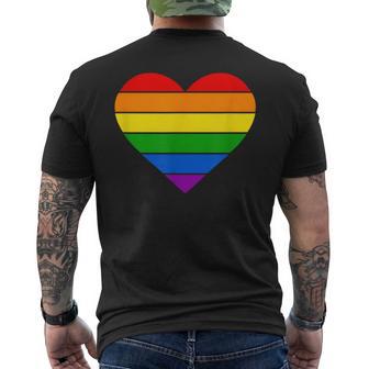 虹 ハート Lgtbq 虹色 虹色の旗 カラフル メンズTシャツ バックプリント - Kawaiitshirt