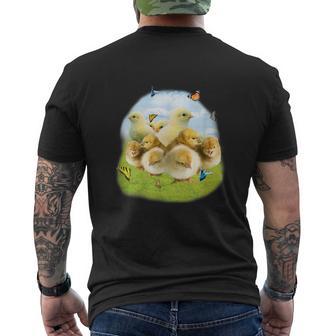 蝶 ひよこ 蝶 かわいい鶏 メンズTシャツ バックプリント - Kawaiitshirt