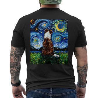 赤いボーダーコリー 星月夜犬 アートワーク メンズTシャツ バックプリント - Kawaiitshirt