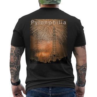 送電鉄塔 -Pylonphilia- メンズTシャツ バックプリント - Kawaiitshirt
