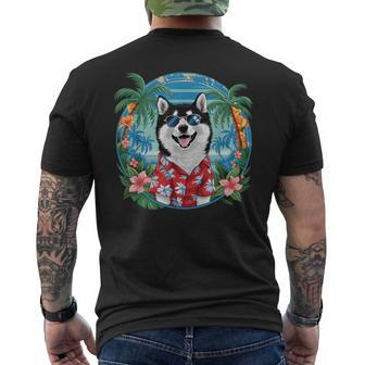 面白い 柴犬 夏 ハワイアン バイブ トロピカルビーチ メンズTシャツ バックプリント - Kawaiitshirt