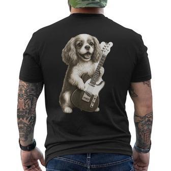 面白いtシャツ キャバリア 犬 ギター イヌ メンズ 犬好き グッズ かわいい おもしろ 面白い 服 ネタ メンズTシャツ バックプリント - Kawaiitshirt