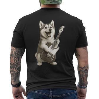 面白いtシャツ シベリアンハスキー 犬 ギター イヌ メンズ グッズ かわいい おもしろ 面白い 服 ネタ メンズTシャツ バックプリント - Kawaiitshirt