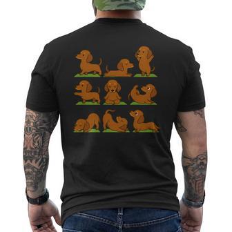 面白いtシャツ ダックスフンド ヨガ イヌ メンズ 犬好き グッズ かわいい おもしろ 面白い 服 ネタ 長袖tシャツ メンズTシャツ バックプリント - Kawaiitshirt