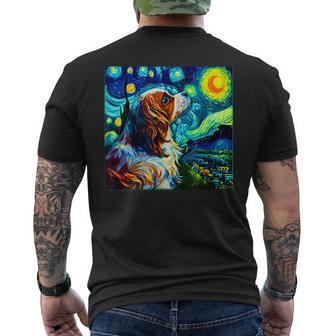 面白いtシャツ 犬 キャバリア ゴッホ 星月夜 わんこ メンズ おもしろ グッズ 服 かわいい メンズTシャツ バックプリント - Kawaiitshirt