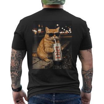 面白いナイトライフ オレンジ 猫 飲酒 ダイエット ドリンク サングラス メンズTシャツ バックプリント - Kawaiitshirt