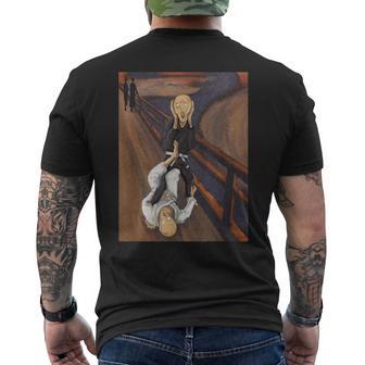面白い柔術 脚をロックすると白いベルトが叫ぶ メンズTシャツ バックプリント - Kawaiitshirt