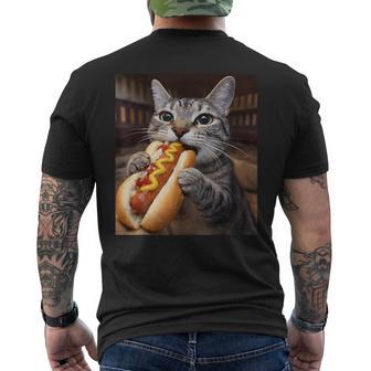 面白い猫を食べるホットドッグtシャツ リアルなタビーキャットフード ユーモア メンズTシャツ バックプリント - Kawaiitshirt