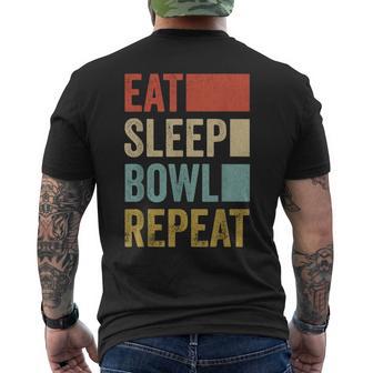 食べる眠るボウルを繰り返す おもしろボウリング メンズTシャツ バックプリント - Kawaiitshirt