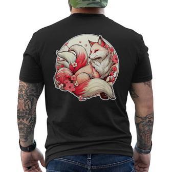 魅惑のキツネマジック：日本の九尾のキツネ編 メンズTシャツ バックプリント - Kawaiitshirt