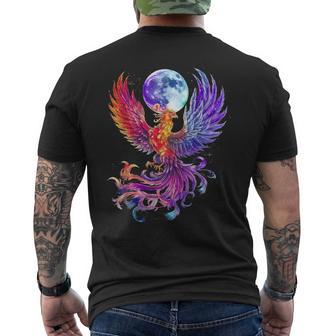 鳳凰 満月 鳥 神話 鳥 若返り メンズTシャツ バックプリント - Kawaiitshirt