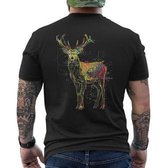 鹿 アートワーク 幾何学的 抽象 動物 グラフィック アート 鹿 メンズTシャツ バックプリント - Kawaiitshirt