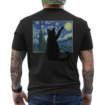 黒猫 星月夜 メンズTシャツ バックプリント - Kawaiitshirt