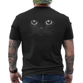 黒猫 顔 グラフィックデザイン 面白い猫 ハロウィンコスチューム メンズTシャツ バックプリント - Kawaiitshirt