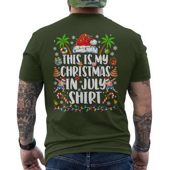 Christmas In July Santa Hat Summer Beach Vacation Xmas Men's T-shirt Back Print - Thegiftio UK