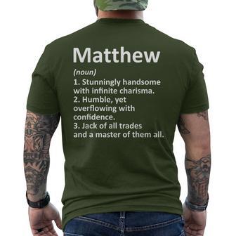 Custom Name Meaning Boy Christmas Father's Day Matthew Definition Personalized Name Birthday Men's T-shirt Back Print | Seseable UK
