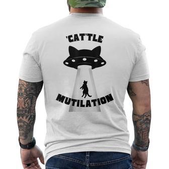 'Cat'tle Mutilation キャットルミューティレーション キャトルミューティレーション 猫 Ufo 宇宙 メンズTシャツ バックプリント - Kawaiitshirt