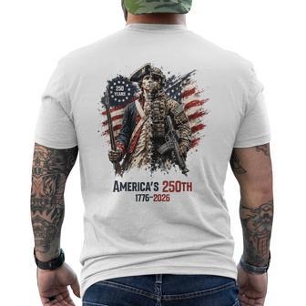 1776-2026 Patriotic Soldier American Flag 250 Years Men's T-shirt Back Print - Thegiftio UK