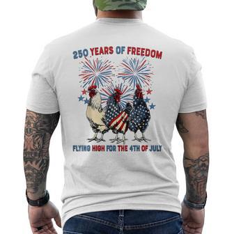 250 Years Chickens Flying High Fireworks 4Th Of July Men's T-shirt Back Print - Thegiftio UK