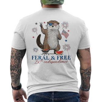 250Th Independence 4Th Of July Feral And Free Otter Men's T-shirt Back Print - Thegiftio UK