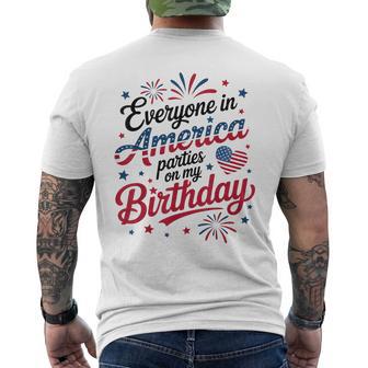 4Th Of July 2025 Everyone In America Parties On My Birthday Men's T-shirt Back Print - Thegiftio UK