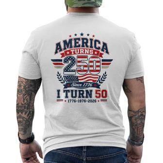 50Th Birthday 1976 2026 America Turns 250 I Turn 50 Vintage Men's T-shirt Back Print - Monsterry UK