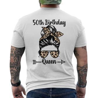 50歳の誕生日 クイーン Happy 50歳 散らかったパンヒョウ メンズTシャツ バックプリント - Kawaiitshirt