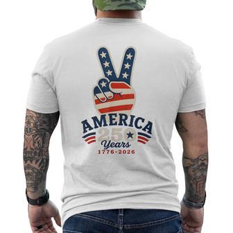 America Peace Sign Hand 250 Years 1776-2026 4Th Of July Men's T-shirt Back Print - Thegiftio UK