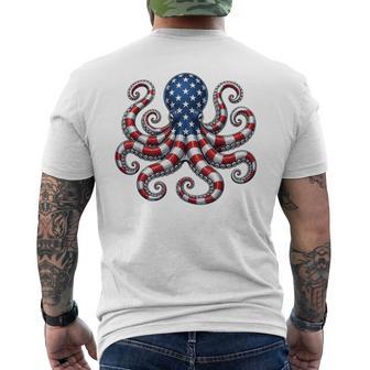 American Flag Octopus Patriotic 4Th Of July Ocean Men's T-shirt Back Print - Thegiftio UK