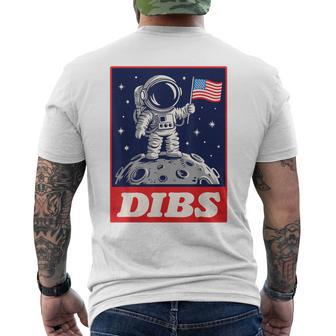 Astronaut Dibs Moon Space Galaxy 4Th Of July American Flag Men's T-shirt Back Print - Thegiftio UK