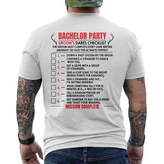 Bachelor Party Matching Checklist Groom's Dare Gag Men's Men's T-shirt Back Print - Thegiftio UK