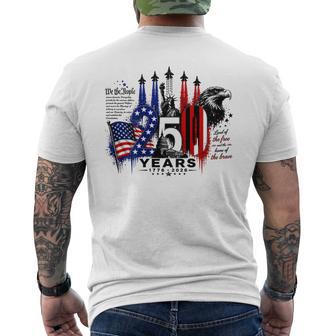 On Back 1776 2026 Patriotic Usa Flag Eagle Freedom Men's T-shirt Back Print - Monsterry