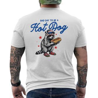 Bad Day To Be A Hot Dog America Raccoon Happy 4Th Of July Men's T-shirt Back Print - Thegiftio UK