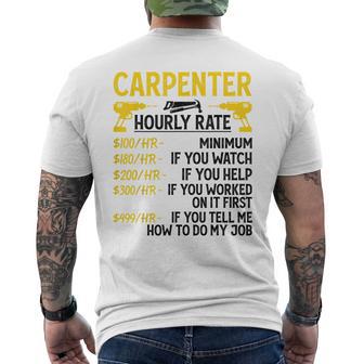 メンズ Carpenter Hourly Rate For Woodworker Carpenter Retro メンズTシャツ バックプリント - Kawaiitshirt