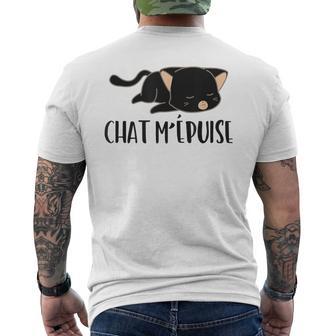 Chat M'épuise Chat Humour Cadeau Propriétaires De Chats T-shirt imprimé au dos - Cadeauxyz