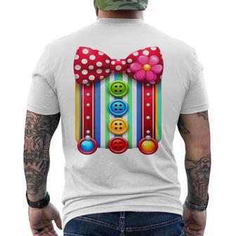 Colorful Clown Costume Bow Tie And Buttons Men's T-shirt Back Print - Thegiftio