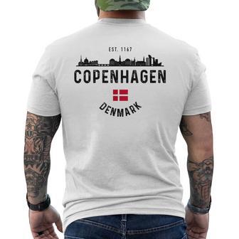 Copenhagen Denmark Skyline Souvenir Danish Flag Vintage Men's T-shirt Back Print - Thegiftio UK